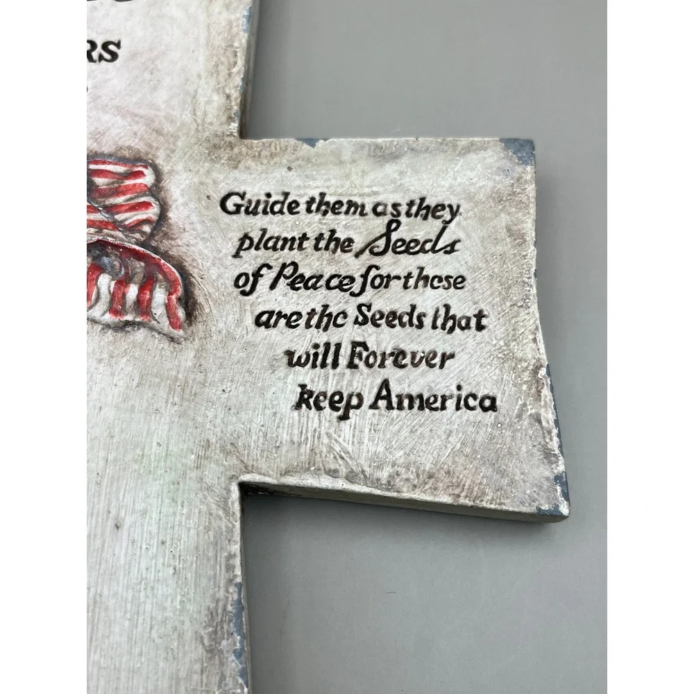 Patriotic‎ Prayer for our Soldiers Wall Cross Plaque American Flag Decor 10x7.5